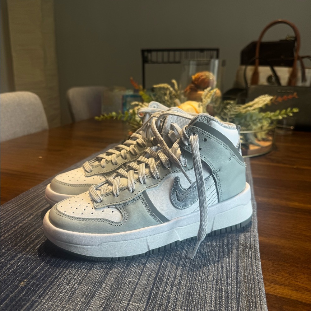 Nike Gray and White Women's Dunks